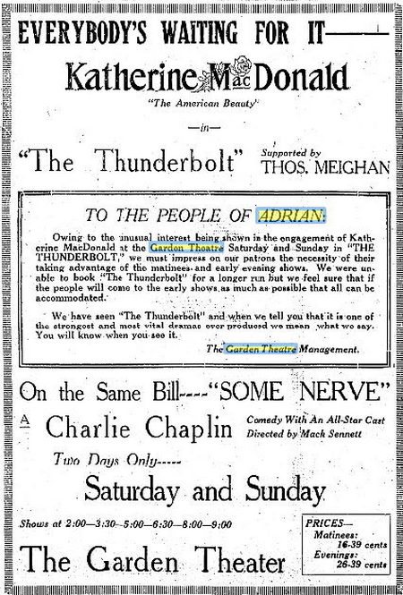Garden Theatre - 1919 Article (newer photo)